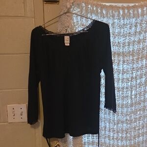 duo Maternity Black Women's Blouse with Lace Detail